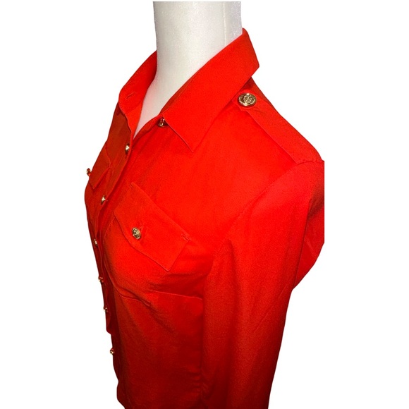 HOLLAND COOPER Gold Button Up Red/Orange Blouse Top Shirt UK6 - S - US2 - Picture 2 of 8
